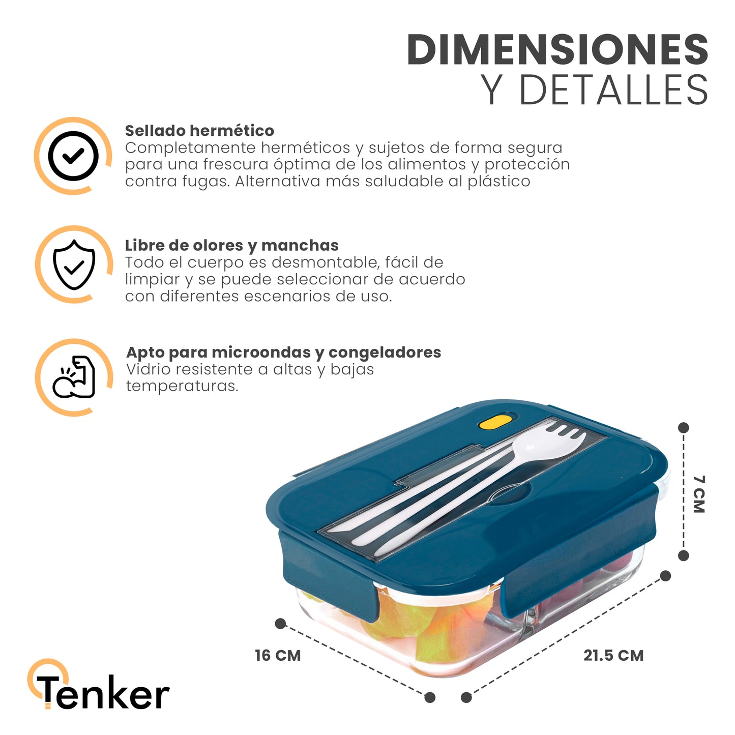 Contenedor de Vidrio para Almacenamiento de Comida 960ML